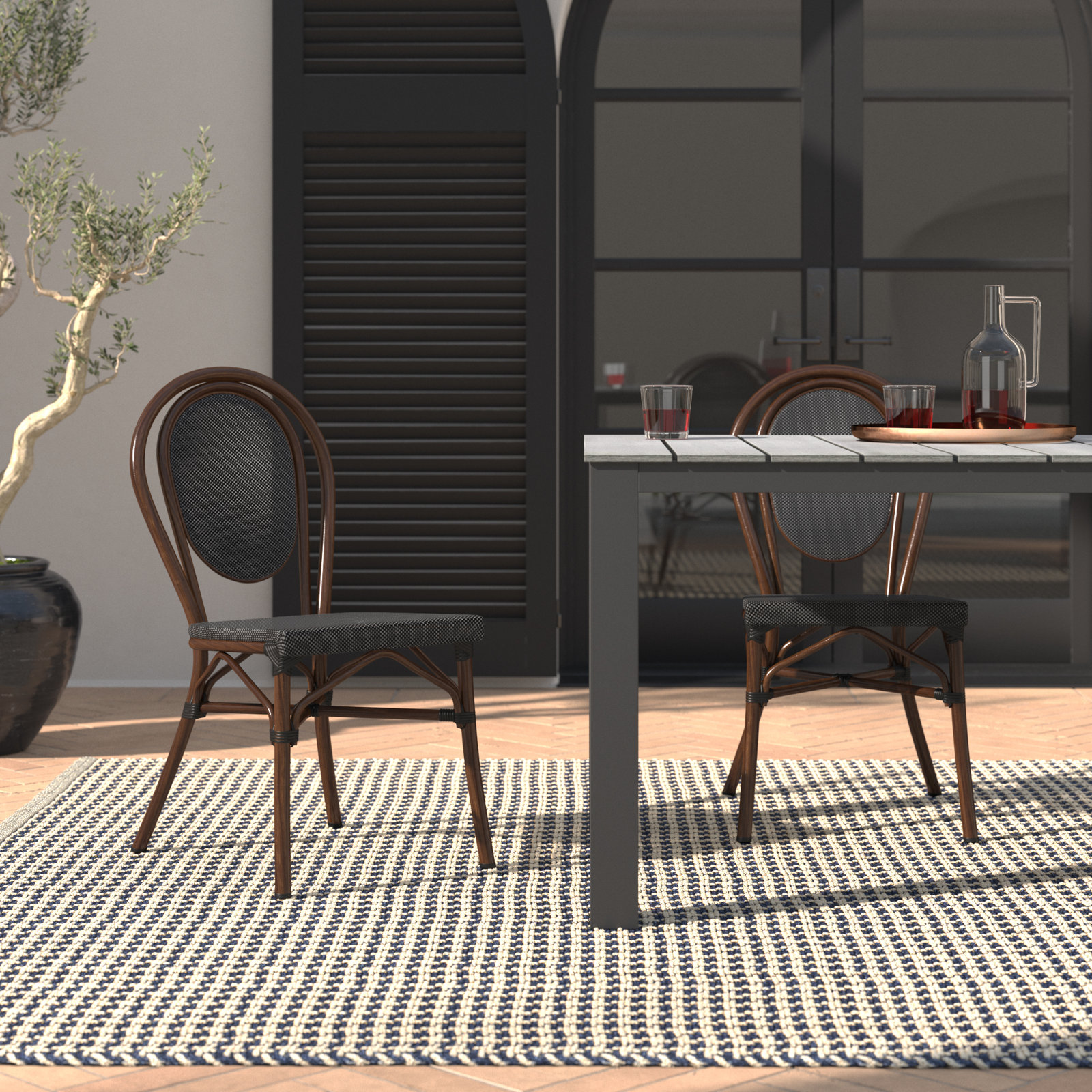 Abode Stackable Patio Side Chair, Brown