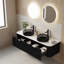Meuble-lavabo mural 60 po avec 2 lavabos ronds noirs transparents et 2 tiroirs-1345373454