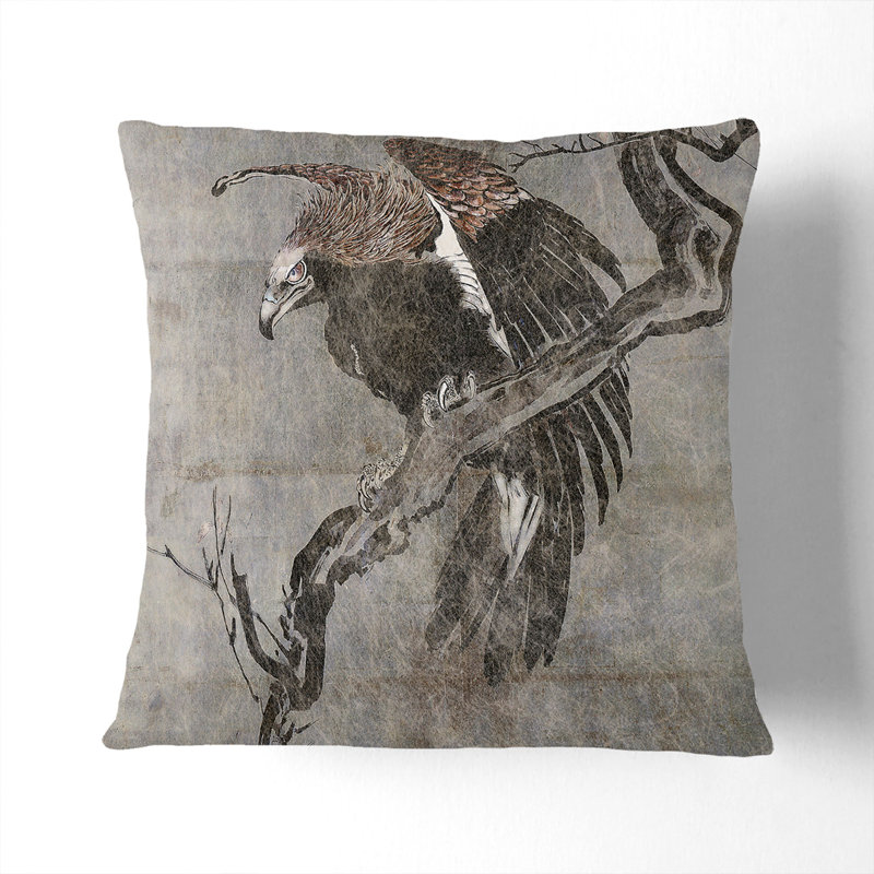 Eagle On A Branch Square Throw Cushion, 55cm H x 55cm W x 20cm D