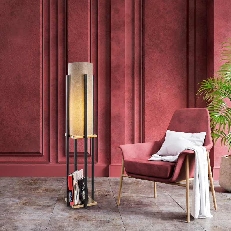 Lampe sur pied colonne 9,83 "Cawe, Brun, Or