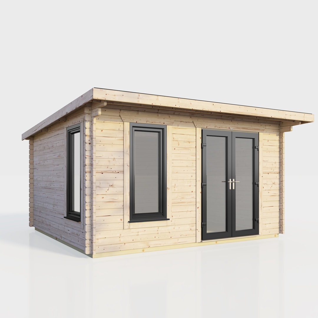 Powersheds 14 x 10ft Pent Log Cabin, Doors to the Right - 44mm