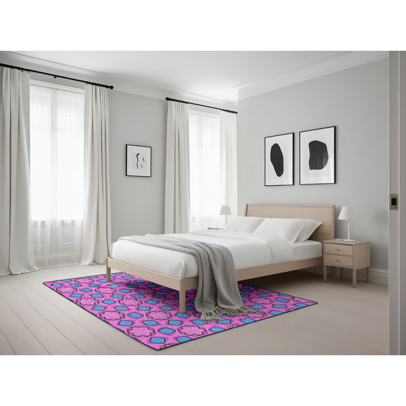 Tapis mauve / bleu Power Loom, Rectangle 5 pi x 7 pi
