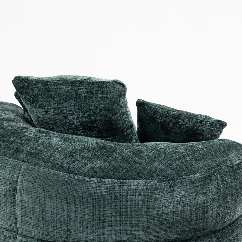 Jaquarion 42.52'' Wide Compression Barrel Chair, Green Chenille