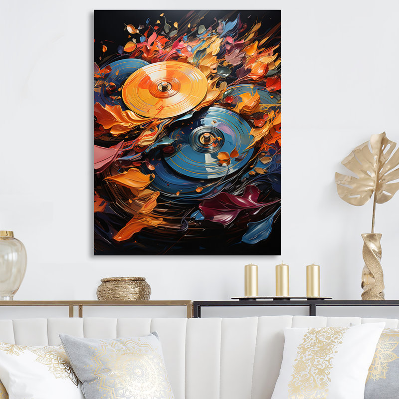 Symphonie colorée de vinyle II - décoration murale disques vinyles en métal, H 20 po x l 12 po x P 1 po