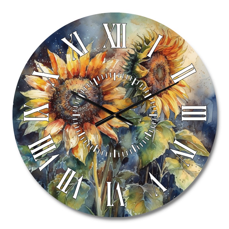 Horloge murale jaune tournesol symphonique II, Médium