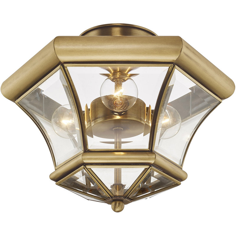Plafonnier semi-encastré en verre Cerca, Laiton antique