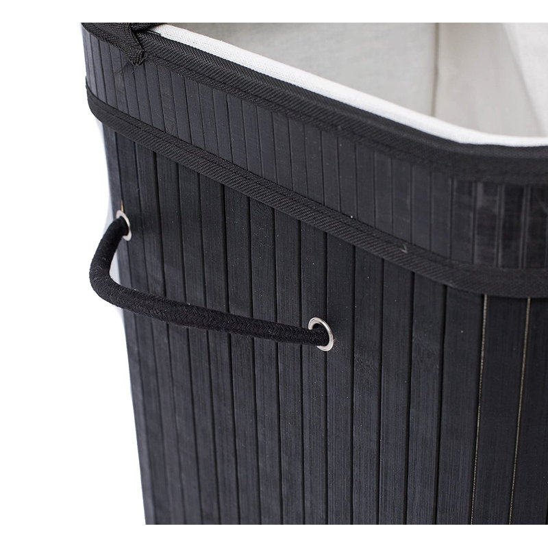 Bamboo Laundry Sorter with Handles, Black