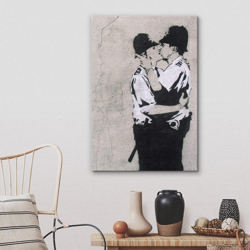Multicolore Banksy, Toile tendue, H 36 po x l 24 po x P 1,5 po