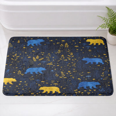 Bears And Foliage Bath Mat