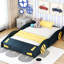 Lit double en forme de voiture de course avec rangement - bleu foncé + bois de pin jaune pour le confort de la chambre à coucher-1961170014-1961170000