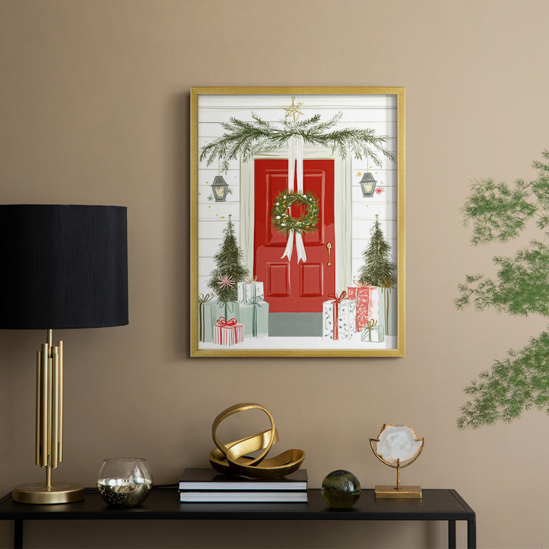 «Christmas Holiday Art CCLX», reproduction encadrée - bois massif, H 30 po x l 24 po, Doré