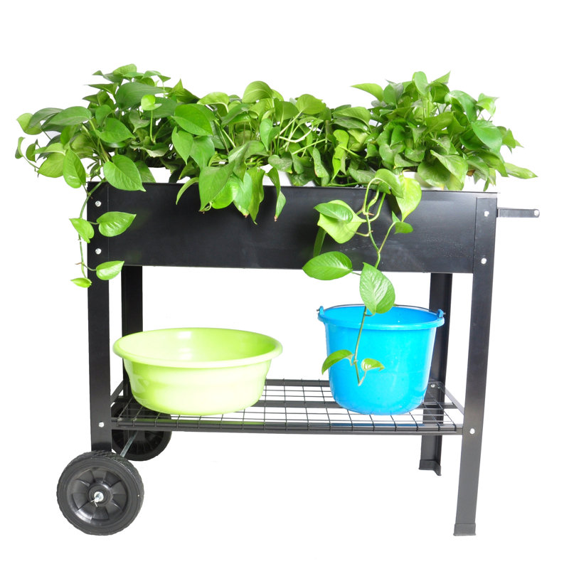 Mobile Metal Raised Garden Bed Cart With Legs, Elevated Tall Planter Box With Wheels For Outdoor Indoors House Patio Backyard Vegetables Tomato DIY Herb Grow