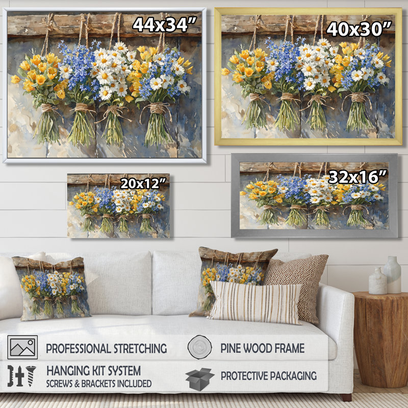 Décoration murale Country Breeze Bouquet II - Bouquets assortis, H 34 po x l 44 po, Toile tendue sur cadre, Ne s’applique pas