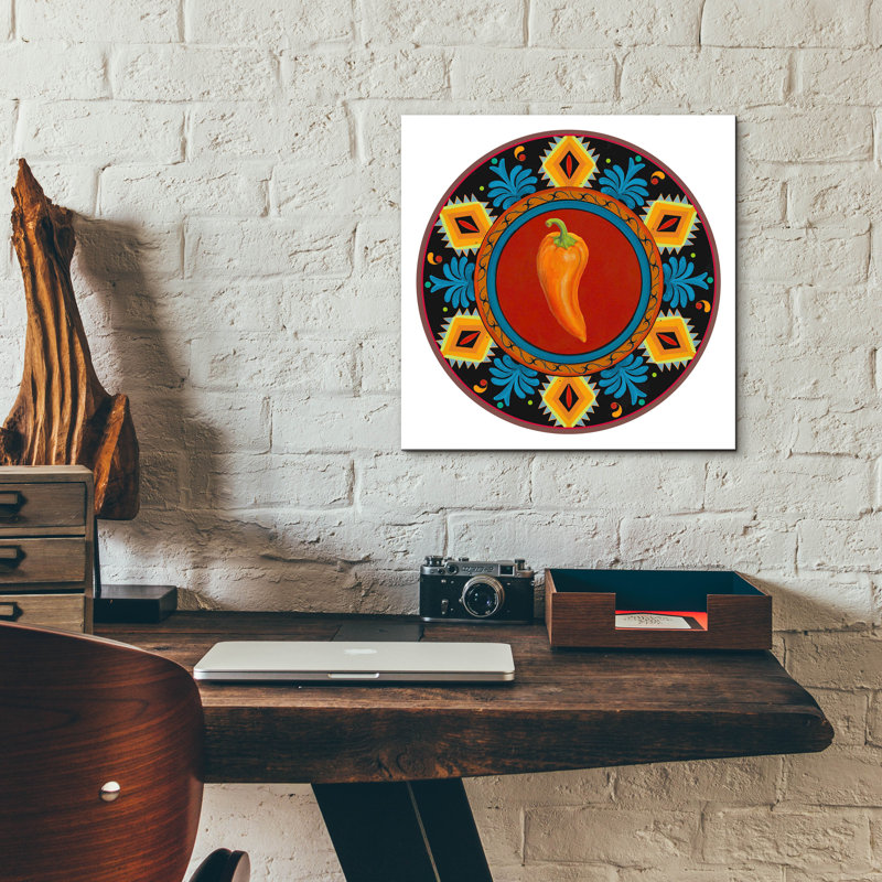 Art mural en verre épique «Talavera Tex-mex 2» par Art Licensing Studio, 12 po x 12 po