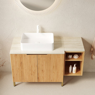 Freestanding Standard Single Vanity Bathroom Vanity With Ceramic Top