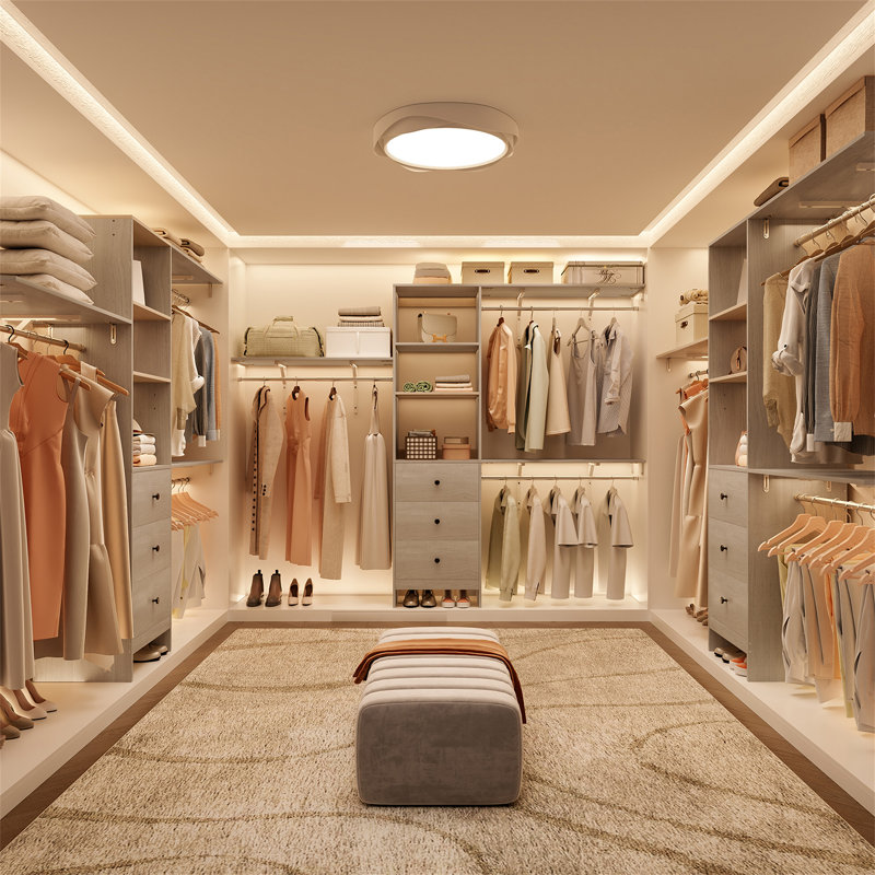 Closet Organizer - High Capacity Wardrobe Rack With 3 Drawers, Khaki