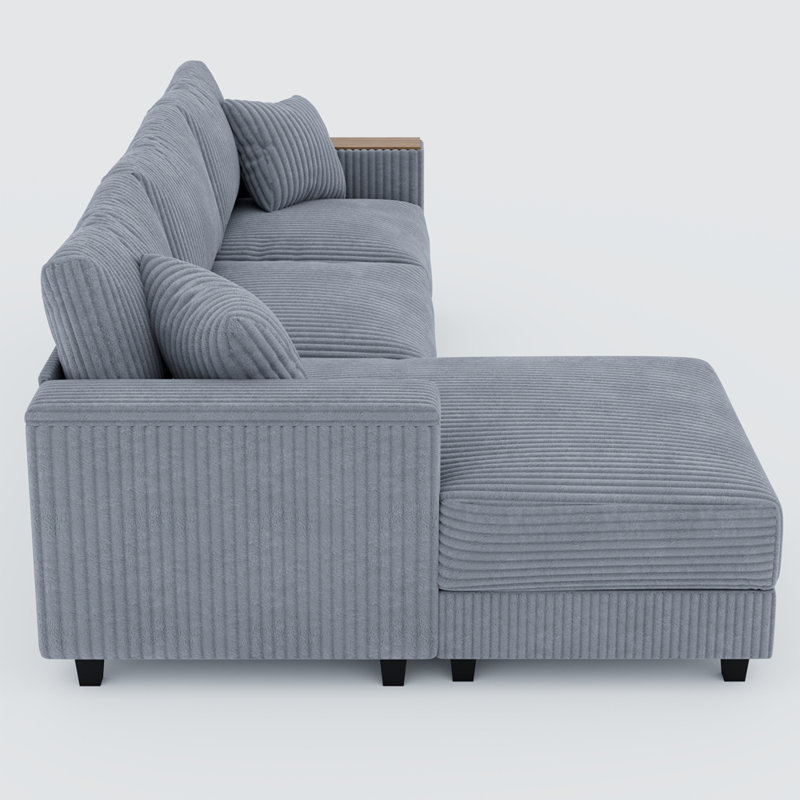 Canapé surdimensionné contemporain en L de 114,5 po avec 2 coussins en canapé avec 2 coussins et méridienne réversible avec deux accoudoirs