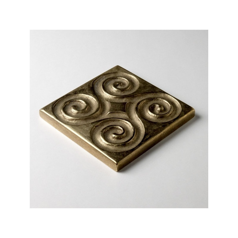 3" x 3" Metal Pinwheel Decorative Tile Insert, Traditional Bronze