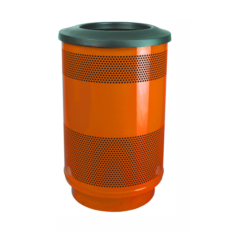 Poubelle 55 gallons Stadium Series Perforated Metal, Orange Ultra