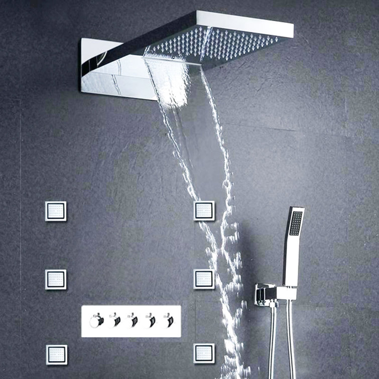 Oceane Wall Mount Multi Functional Shower Set with Handheld and Rainfall Features