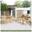 Ensemble de meubles de patio 4 pièces en bois d'acacia tressé avec finition teck et coussins gris