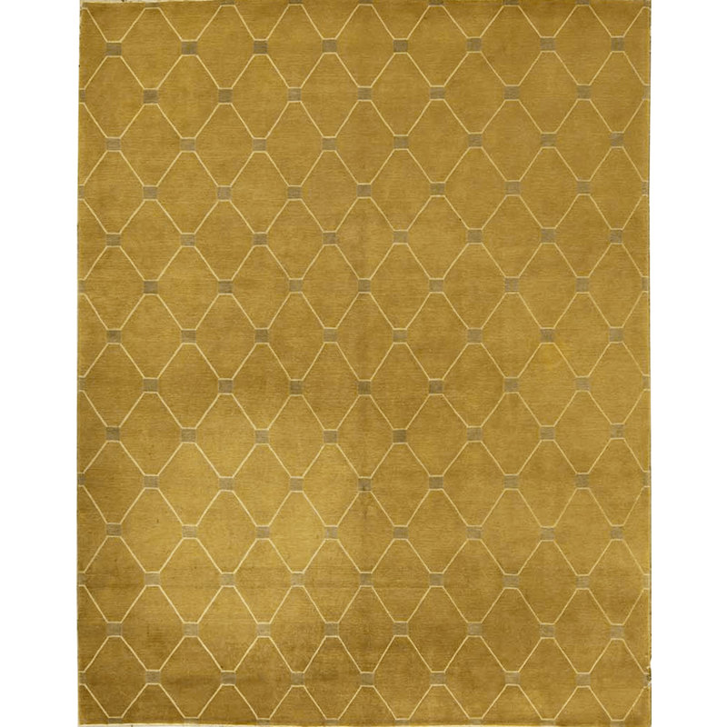Hand-Knotted High-Quality Yellow Area Rug