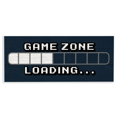 Game Zone Loading Pixel Text Video Gamer  Oversized White Framed Giclee Texturized Art By Lil'' Rue