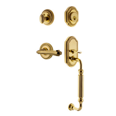Nostalgic Warehouse Rope Rosette F Grip Handleset with Single Cylinder Deadbolt and Fleur Lever