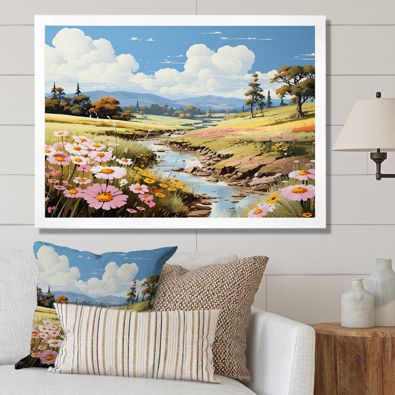 «Ephemeral Serenity Meadow I», reproduction d'art sur toile, Cadre simple blanc, H 30 po x l 40 po x P 1,5 po
