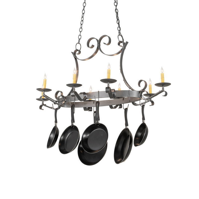 53" Long Laramie 8 Light Pot Rack
