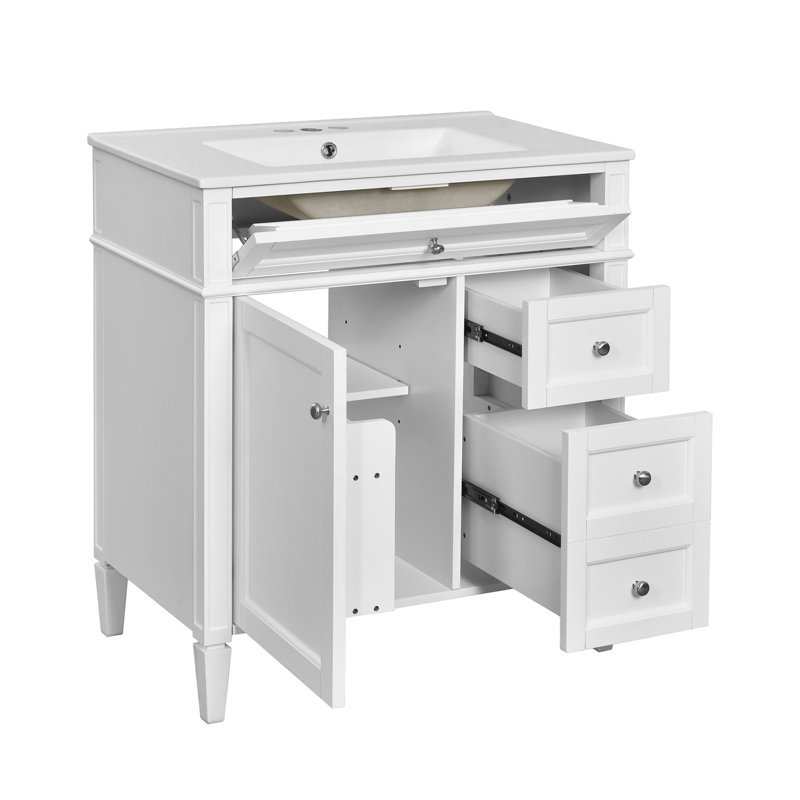 Meuble-lavabo de 30 po avec lavabo supérieur, Blanc