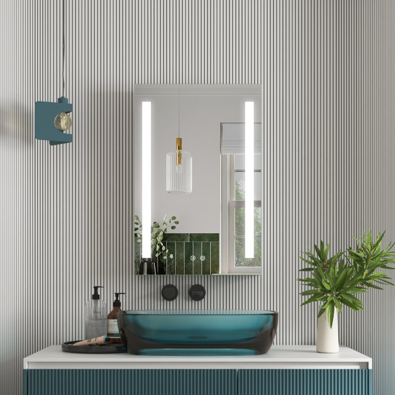 Armoire à miroir encastrée ou à surface H 30 pouces avec désembueur et tablettes réglables H, H 30 po x l 20 po x P 4,63 po