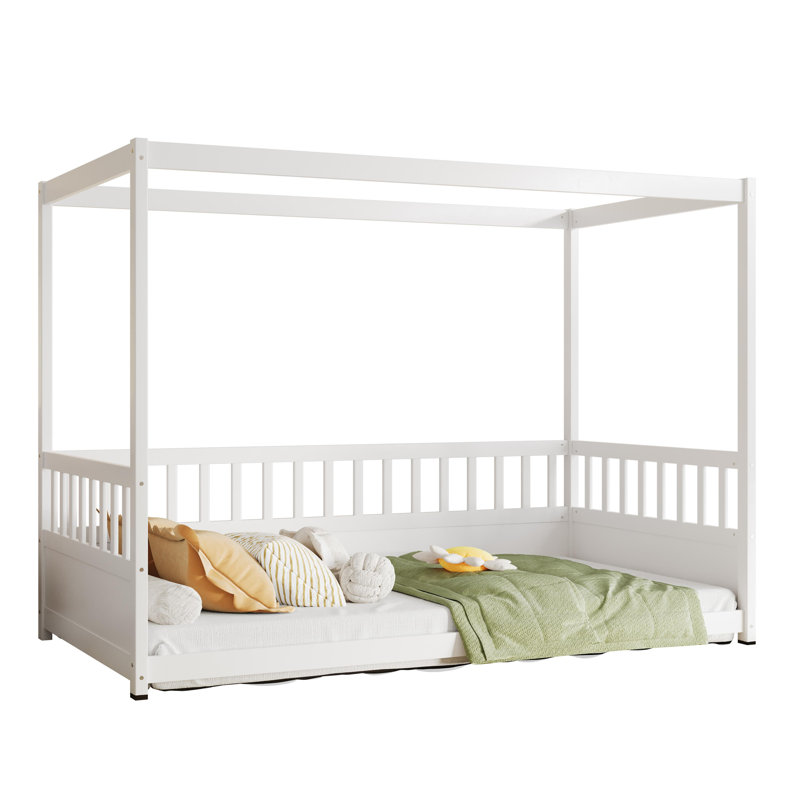 Cadre de lit à baldaquin simple avec garde-corps pour enfants