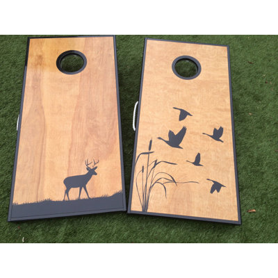 Deer and Ducks Cornhole Board with Toss Bags Set
