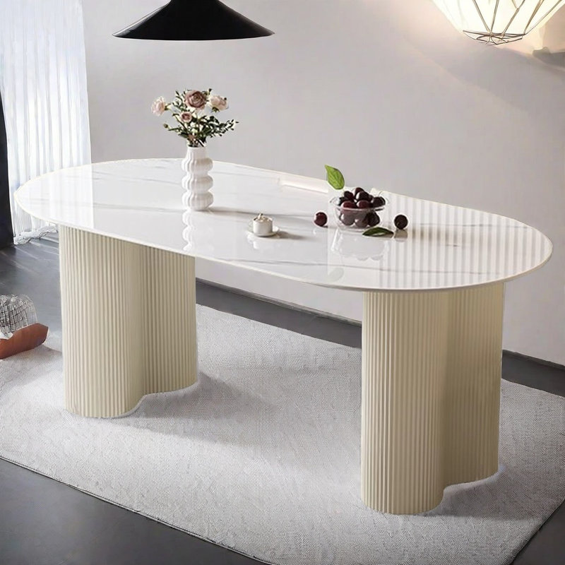 Table de salle à manger crème, H 29,52 po x L 70,86 po x l 35,43 po