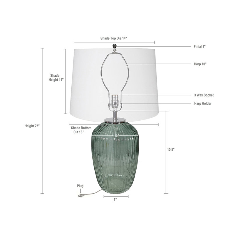 Lampe de table en verre D16x27 "