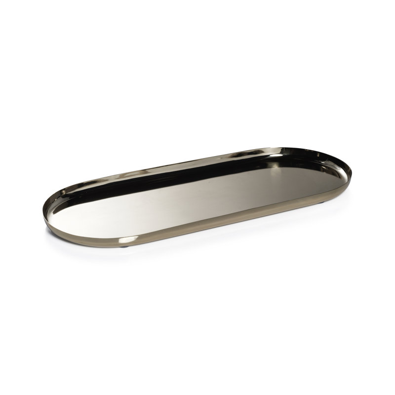 Plateau en acier Joss & Main Wanita, H 0,5 po x l 6,5 po x P 15,5 po, Or