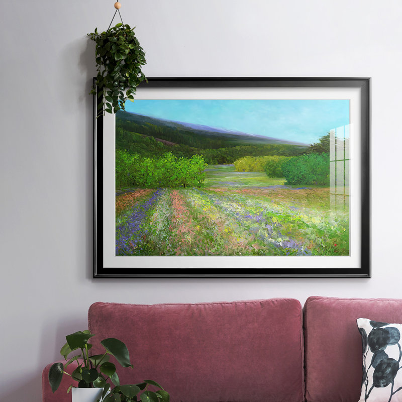 Printemps encadré sur papier, Noir, H 27 po x l 39 po x P 1,5 po