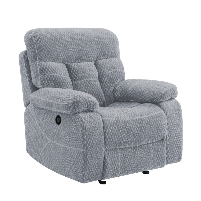 Charl Upholstered Power Recliner, Light Grey Polyester Blend