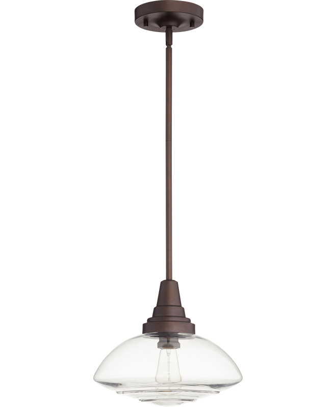 Luminaire suspendu 1 lumières scolaire single Doty, Bronze huilé