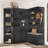 Multifunctional Left-Right Combination Hall Cabinet (Can Be Used Separately) With Storage And 4 Hooks, Storage Cabinet/ Hall Tree 2 In 1 For Living Room, Kitchen And Hallway-1538391892