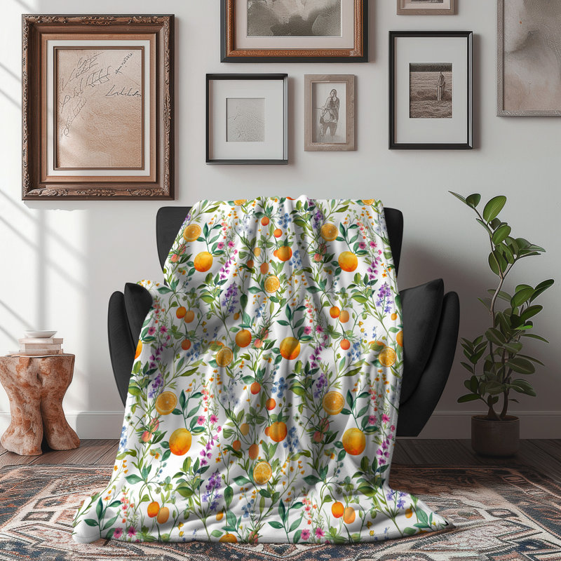 Couverture Citrus Burst Bloom, Lit simple