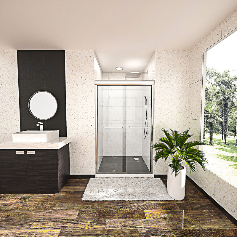 Porte de douche coulissante semi-sans cadre, Chrome chrome