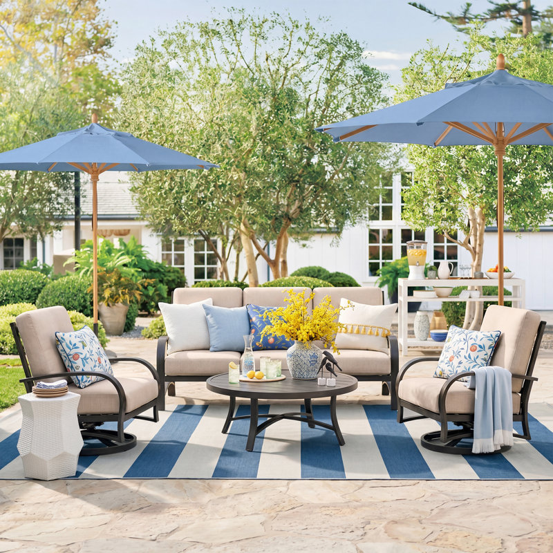 Ensemble de conversation pivotant en aluminium pour 5 personnes avec coussins Sunbrella® Chamber