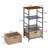 3-Tier Nightstand with 2 Woven Baskets and Lower Storage Shelf