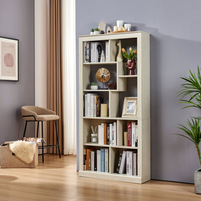 Bibliothèque ouverte en bois à combinaison libre, armoire de rangement multi-espaces, bibliothèque autoportante facile à assembler avec sangles anti-basculement, organisateur de rangement classifié pour le salon, la chambre et le bureau à domicile