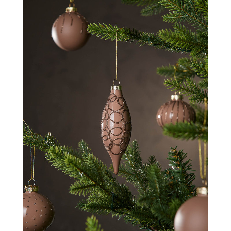 4.57cm Solid Colour Glass Bauble, Mocha