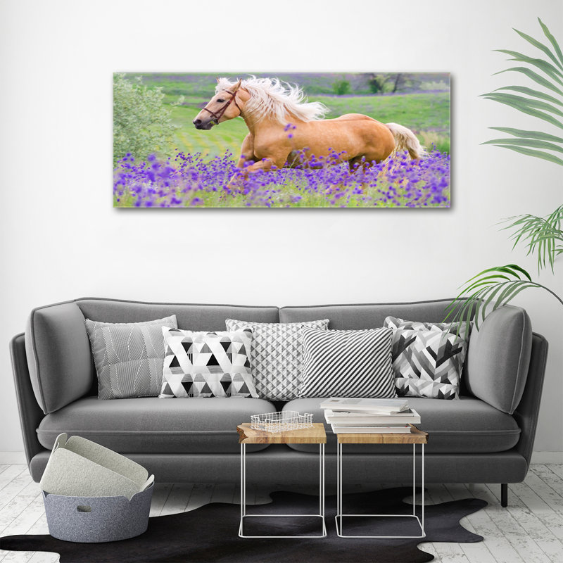 Horse On The Lavender Field - Wrapped Canvas Print