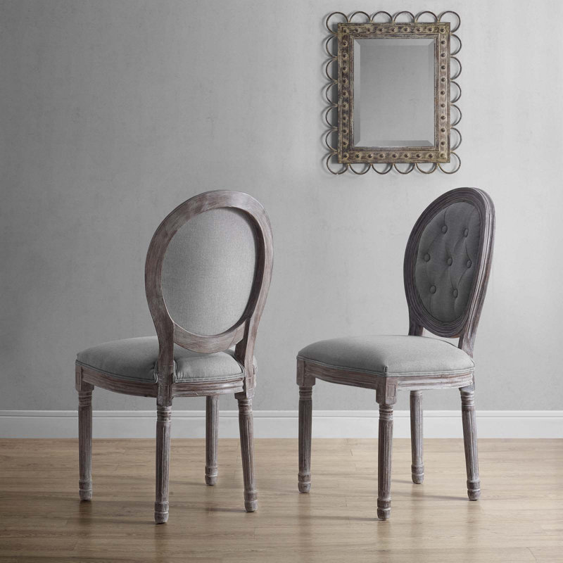 Chaise d'appoint de salle à manger rembourrée Arise Vintage par Modway, Velours gris pâle, 2
