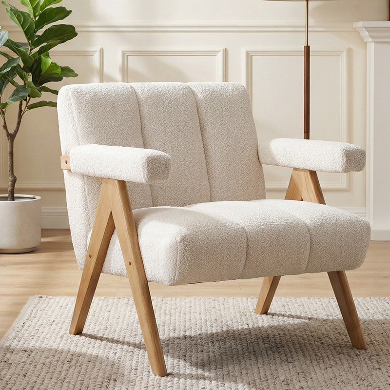 Templer Solid Wood Accent Stool, Oatmeal